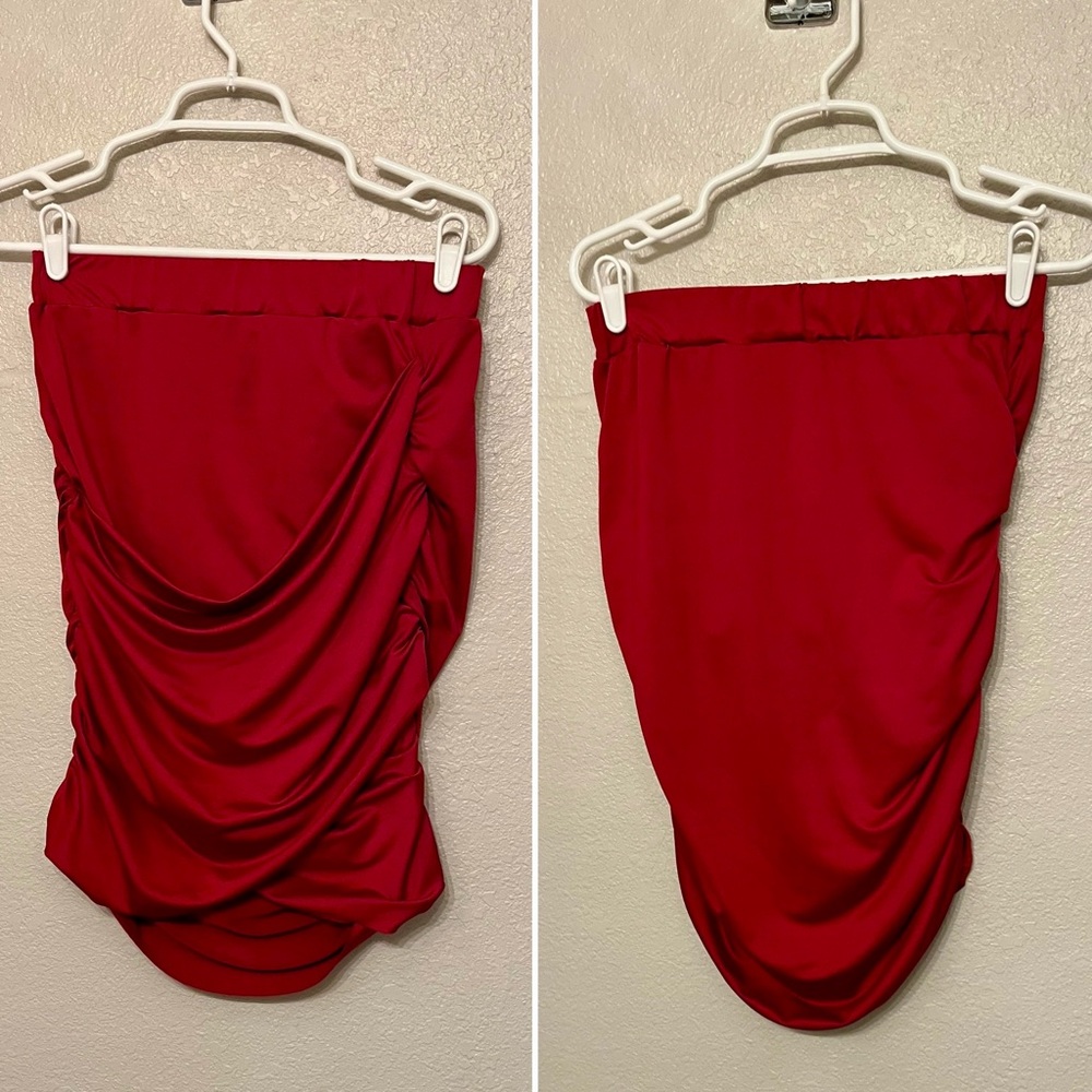 Zeagoo Mini Skirt Mini Pleated Bodycon Pencil Skirt Wine Red